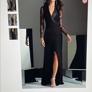 Chic Black Lace Sleeve Formal Dress.